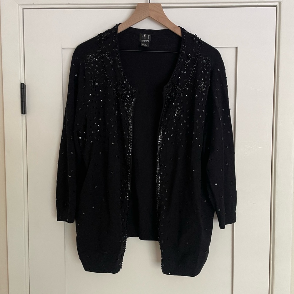 INC International Concepts Black Cardigan Sweater